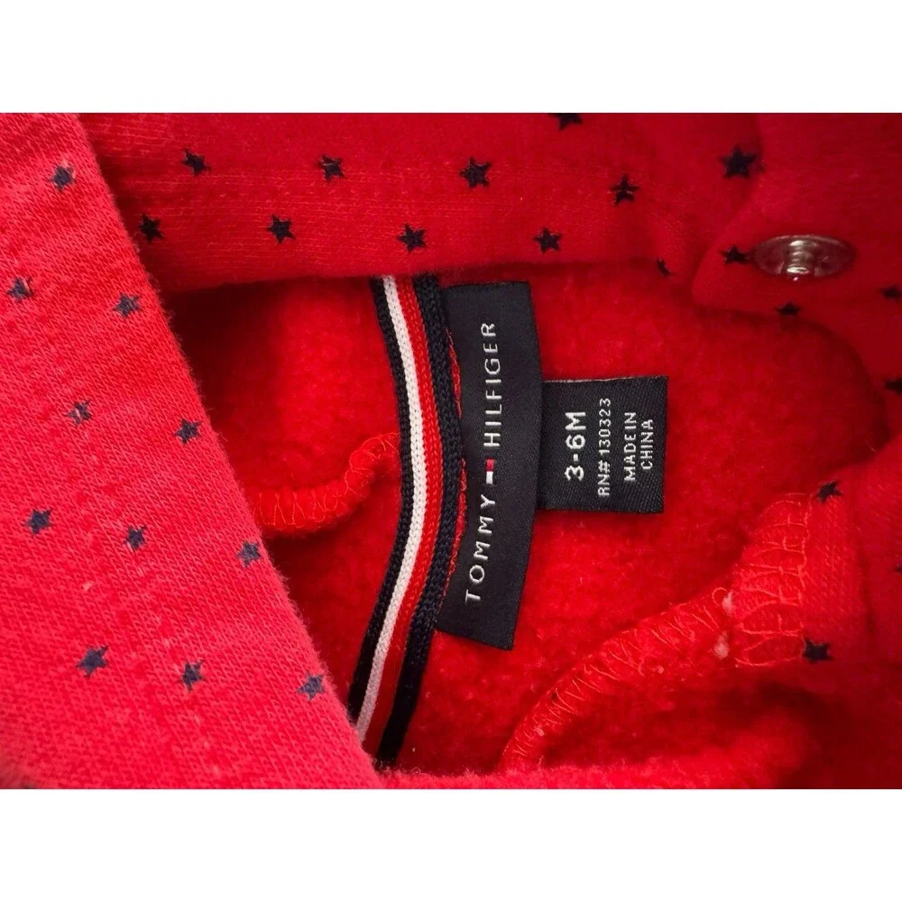 Girls Tommy Hilfiger 3-6‎ Months Red Sweater Blue Stars Baby Girls